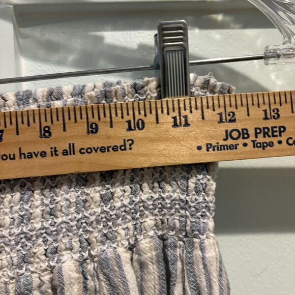 Rewash Pants Womens Medium Blue White Striped Linen Blend Smocked Waist Wide Leg - Picture 10 of 14